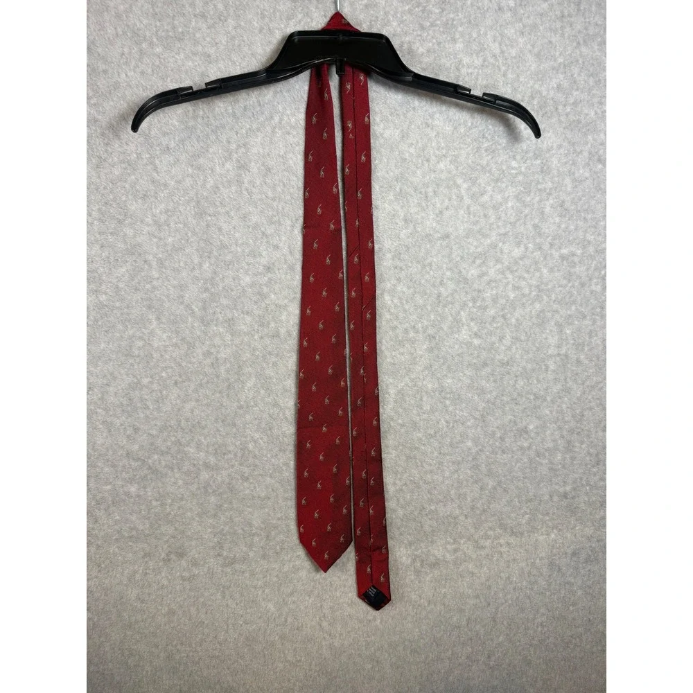 Polo Ralph Lauren Silk Tie Red Embroidered All Over Pony Logo Classic Necktie